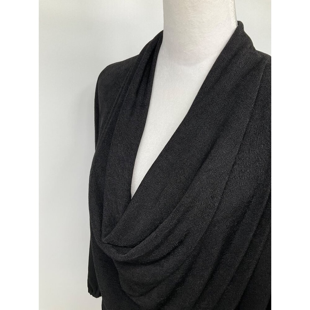 Boston Proper size large cowl neck Long Sleeve Black Knit Top - Picture 4 of 8